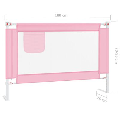 vidaXL bērnu gultas aizsargbarjera, rozā, 100x25 cm, audums