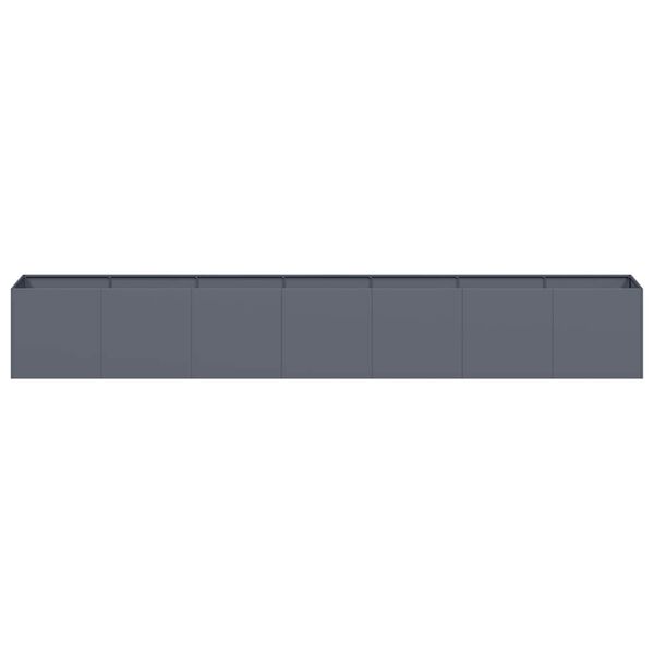 vidaXL puķu kaste, pelēka, 280x40x40 cm, auksti velmēts tērauds