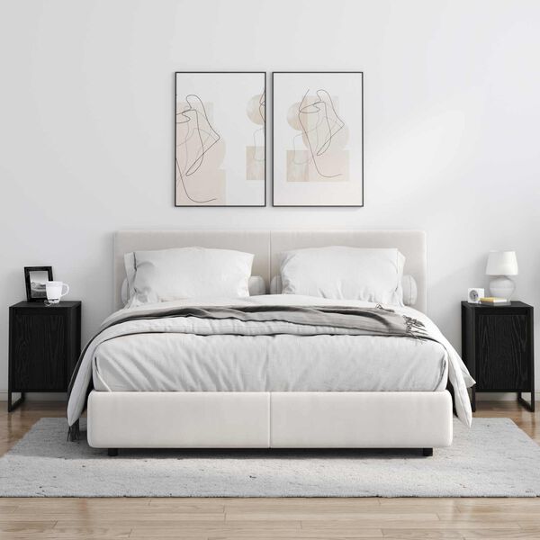 vidaXL Naktsgaldiņ&scaron; Melns ozolkoks 39,5 x 30 x 50 cm Inženierijas koks