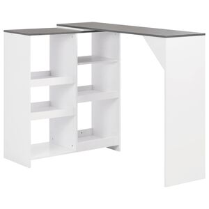 vidaXL bāra galds ar pārvietojamu plauktu, 138x39x110 cm, balts