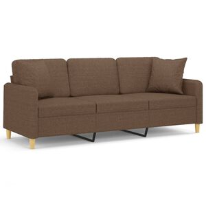 vidaXL trīsvietīgs dīvāns ar spilveniem, brūns, 180 cm, audums