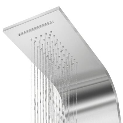 vidaXL dušas sistēma ar paneli, nerūsējošs tērauds, izliekta forma