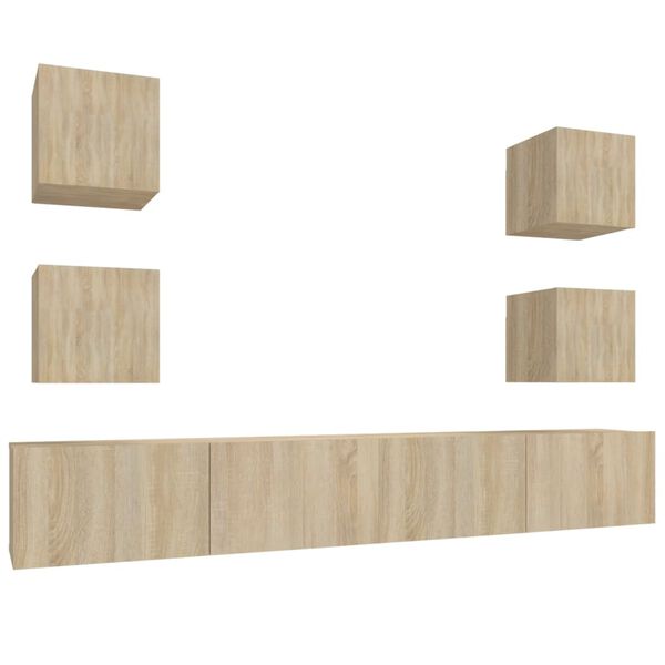vidaXL 6-daļīgs TV skapī&scaron;u komplekts, ozola krāsa, inženierijas koks