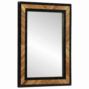 vidaXL Sienas spogulis Taisnstūra Melns un brūns 70 x 2 x 70 cm