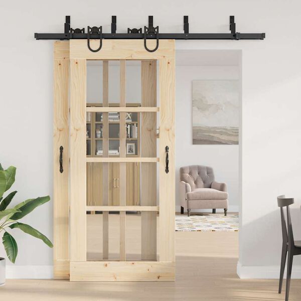 vidaXL bīdāmo durvju sistēma, 200 cm, melns tērauds