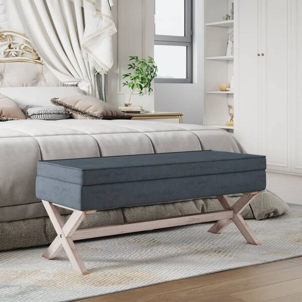 vidaXL uzglabā&scaron;anas sols, tum&scaron;i pelēks, 110x45x49 cm, samts