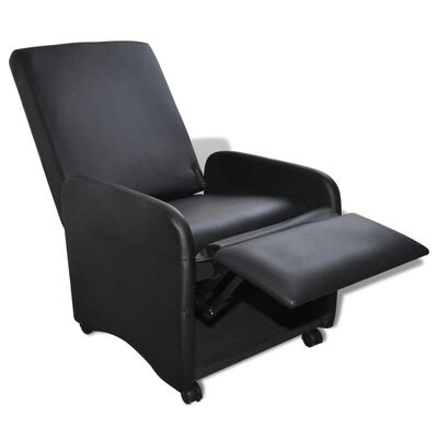 vidaXL saliekams atpūtas krēsls, melna mākslīgā āda