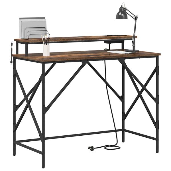 vidaXL Galds Dūmaka ozols 100 x 50 x 86,5 cm Inženierijas koks