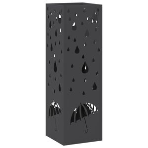 vidaXL Lietus lietussarga statīvs Melns 15,5 x 15,5 x 49 cm Tērauds