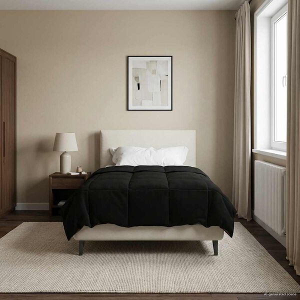 vidaXL Ziemas gultas sega Tiltiņ&scaron; Melna 135 x 220 cm Mikro&scaron;ķiedra