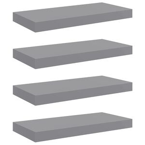 vidaXL sienas plaukti, 4 gab., pelēki, 50x23,5x3,8 cm, MDF