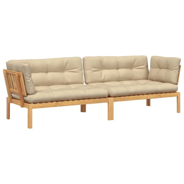 vidaXL pale&scaron;u stūra dīvāni ar matračiem, 2 gab., akācijas masīvkoks