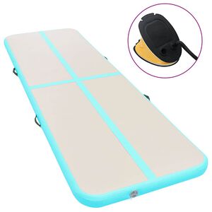 vidaXL piepū&scaron;ams vingro&scaron;anas paklājs ar pumpi, 300x100x10 cm, zaļ&scaron; PVC