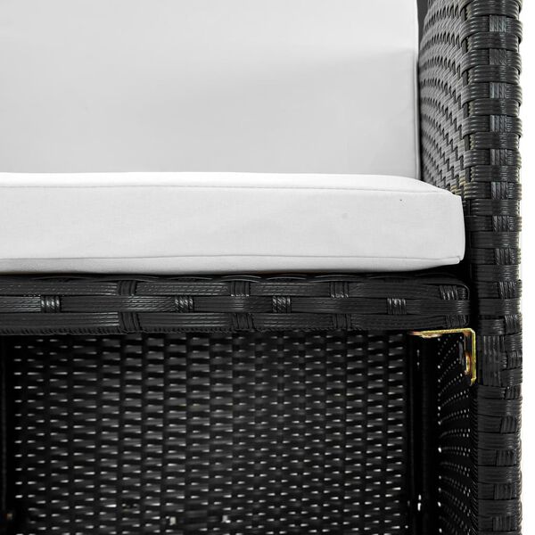 vidaXL 13-daļīgs dārza mēbeļu komplekts ar matračiem, PE pinums, melns
