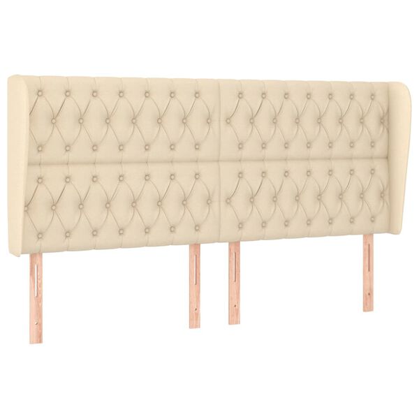 vidaXL galvgalis ar malām, 203x23x118/128 cm, krēmkrāsas audums