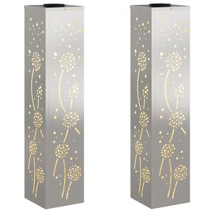 vidaXL Saules LED ceļa gaisma 2 gab. Silti balts 18 x 18 x 80 cm