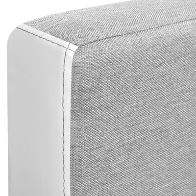 vidaXL stūra dīvāns, auduma, 218x155x69 cm, balta ar pelēku