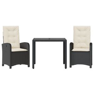 vidaXL 3-daļīgs dārza mēbeļu komplekts, matrači, pelēka PE rotangpalma