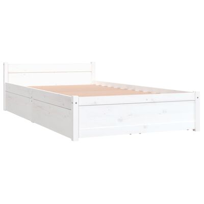 vidaXL gultas rāmis ar atvilktnēm, balta, 90x200 cm