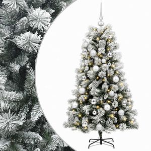 vidaXL Mākslīgā Ziemassvētku eglīte ar eglī&scaron;u bumbām 150 cm 150 LED