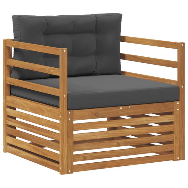 vidaXL Āra dīvānu komplekts Cieta akācijas koks un poliesters Dabiska