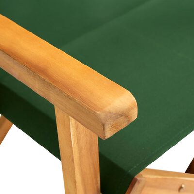 vidaXL režisora krēsls, zaļš, akācijas masīvkoks