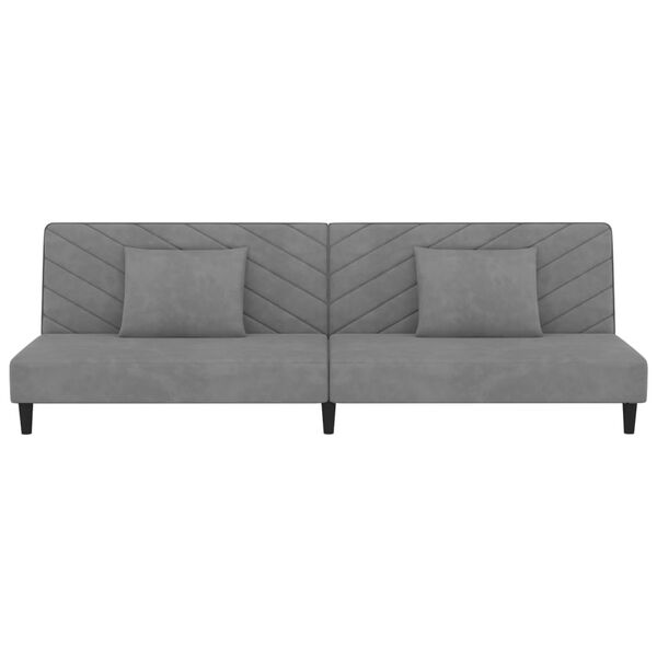 vidaXL 2-vietīga dīvāngulta ar diviem spilveniem, gai&scaron;i pelēks samts