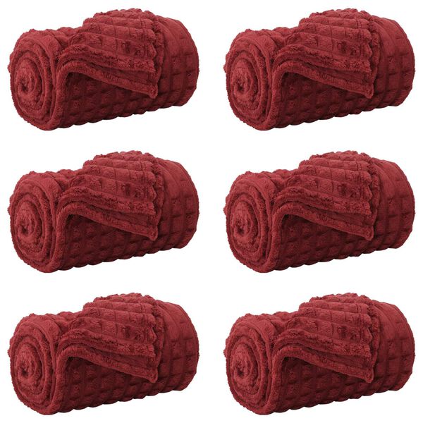 vidaXL Pledu segas 6 pcs Bordo sarkans 150 x 130 cm Flīss