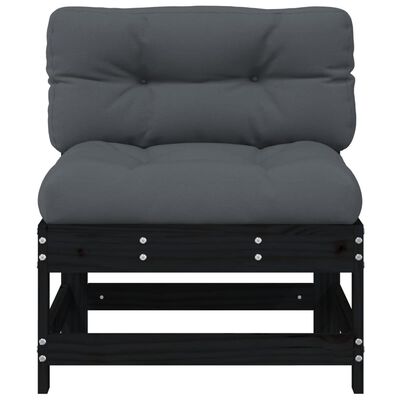 vidaXL vidējie dīvāni ar matračiem, 2 gab., melns priedes masīvkoks