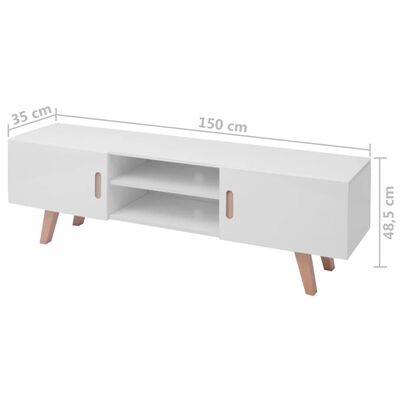 vidaXL TV galdiņš, MDF, 150x35x48,5 cm, spīdīgi balts
