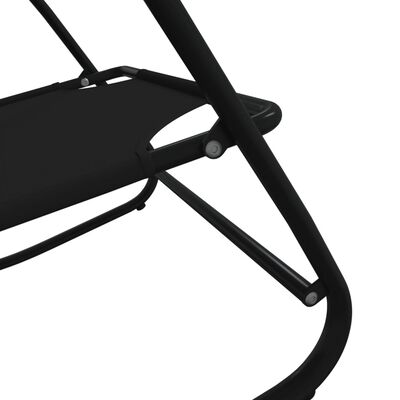 vidaXL sauļošanās šūpuļkrēsli, 2 gab., melni, tērauds un tekstilēns
