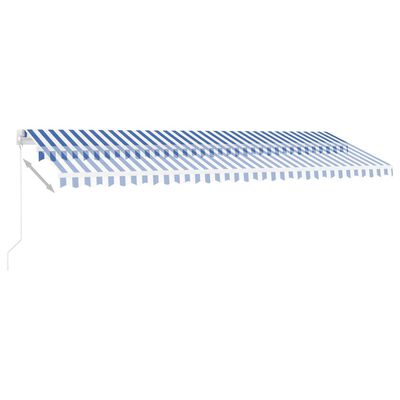 vidaXL izvelkama markīze ar kātu, 500x300 cm, manuāla, zila/balta