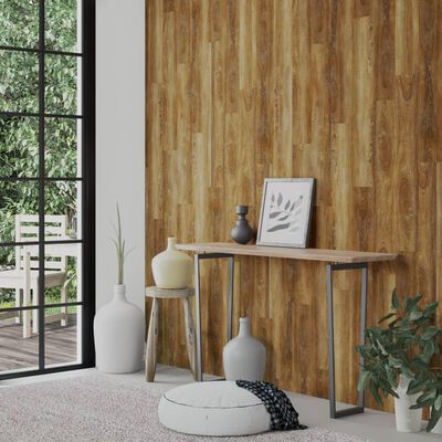 vidaXL sienu paneļi, koka imitācija, brūni, PVC, 2,06 m²