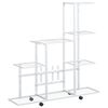 vidaXL puķu statīvs ar riteņiem, 94,5x25x92,5 cm, balts metāls