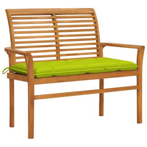vidaXL dārza sols ar spilgti zaļu matraci, 112 cm, masīvs tīkkoks