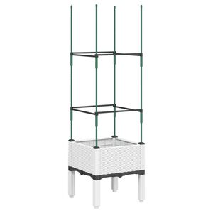 vidaXL dārza puķu kaste ar &scaron;paleru, balta, 40x40x142,5 cm, PP