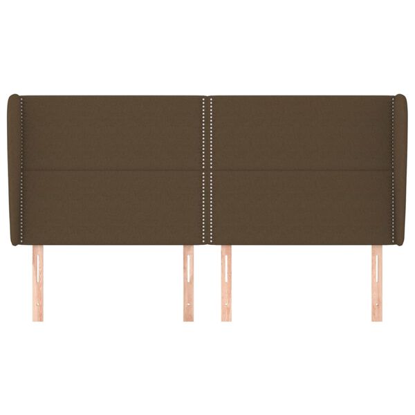 vidaXL galvgalis ar malām, 203x23x118/128 cm, tum&scaron;i brūns audums