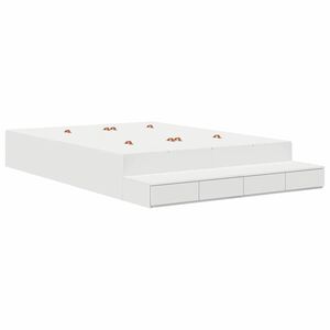 vidaXL Gultas ar uzglabā&scaron;anas vietu Balts 140 cm Inženierijas koks