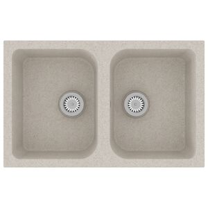 vidaXL Virtuves izlietne Kvarts un sveķi 76 x 48 x 30 cm Bē&scaron;a