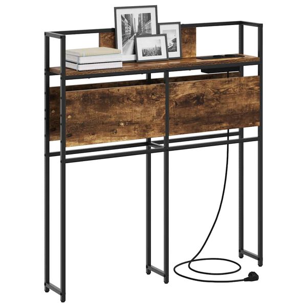 vidaXL Uzglabā&scaron;anas galvas balsts ar plauktu Dūmakaina ozolkoka 100 cm