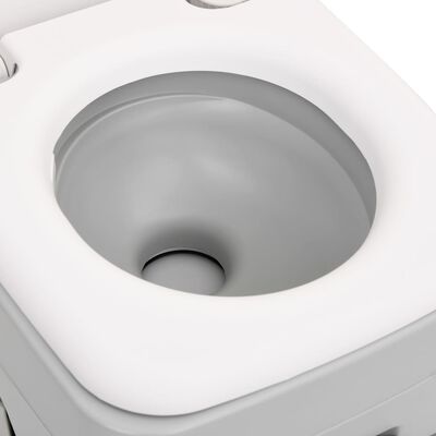 vidaXL portatīvā kempinga tualete, pelēka un balta, 10+10 L, HDPE