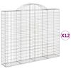 vidaXL arkveida gabiona grozi, 12gb., 200x30x160/180cm, cinkota dzelzs