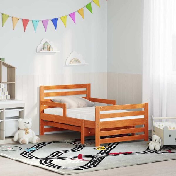 vidaXL Gultas rāmis ar matraci Brūna 80 x 200 cm Ciets priedes koks