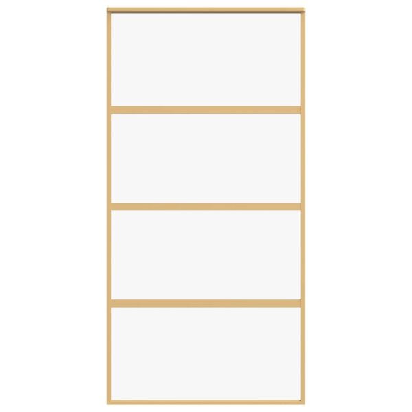 vidaXL bīdāmās durvis, zeltainas, 102,5x205 cm, ESG stikls, alumīnijs