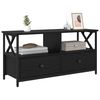vidaXL Televizora skapī&scaron;a ar atvilktni Melns ozolkoks 90 x 33 x 45 cm
