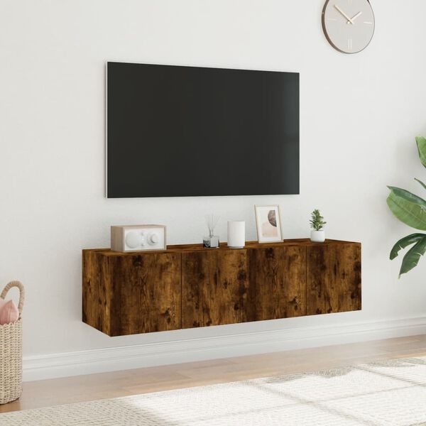 vidaXL TV plaukti ar LED lampiņām, 2 gab., 60x35x31 cm, ozolkoka krāsa