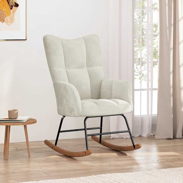 vidaXL &scaron;ūpuļkrēsls, krēmbalts samts