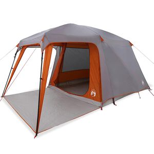 vidaXL kempinga telts ar verandu kupolu, 5 personām, pelēka, oranža