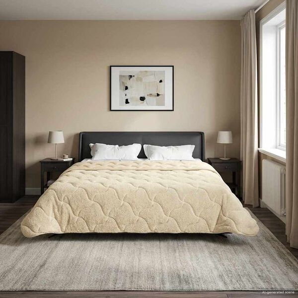 vidaXL Ziemas gultas sega Tiltiņ&scaron; Krēmkrāsa 200 x 200 cm