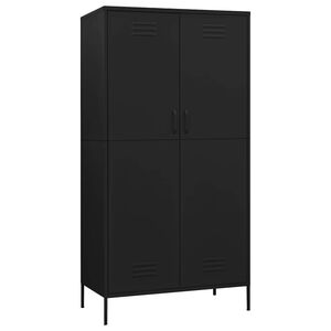 vidaXL skapis, 90x50x180 cm, tērauds, melns